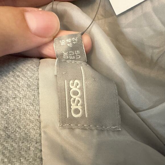 ASOS Jumpsuit Womens 12 Gray Cut Out Strapless Tube Wide Leg Flare Party NWT - Picture 8 of 11